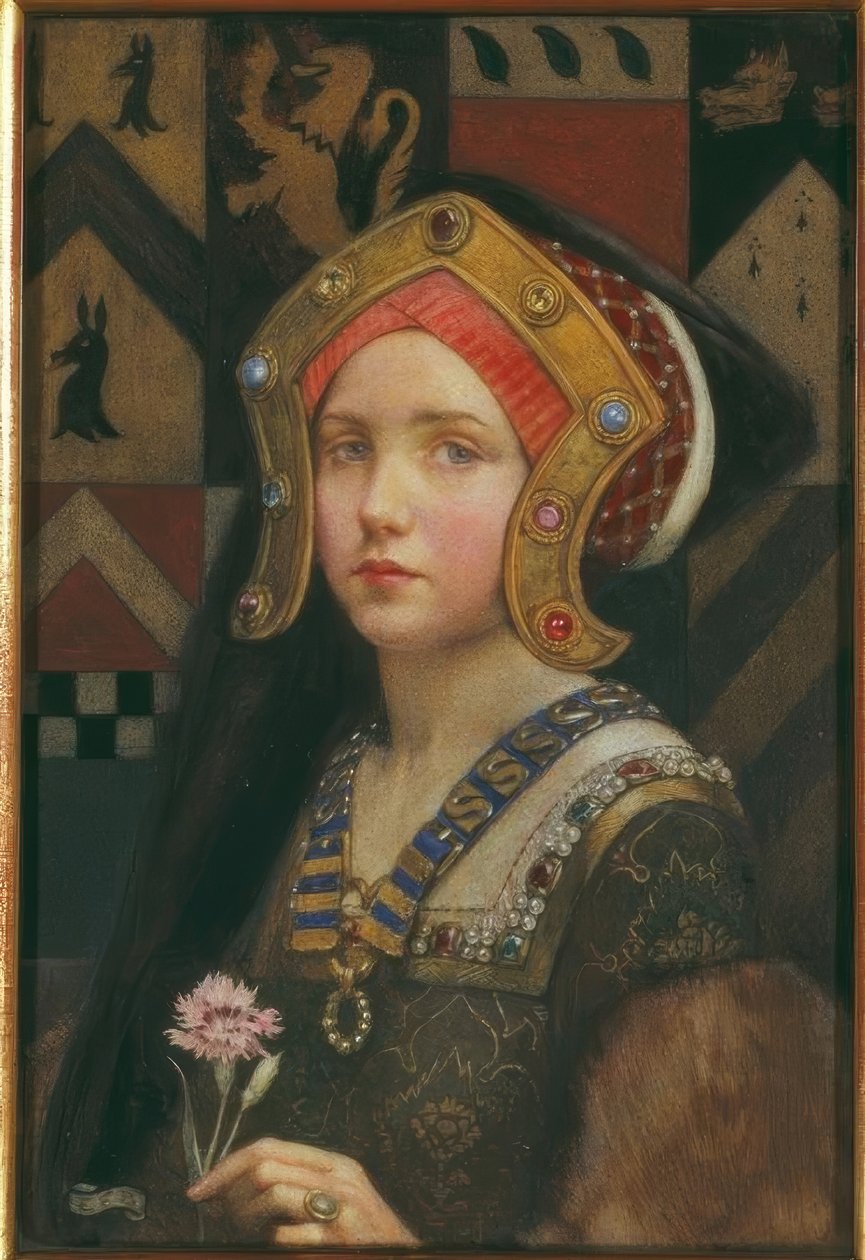 Hoofd van een Tudor Meisje door Eleanor Fortescue Brickdale