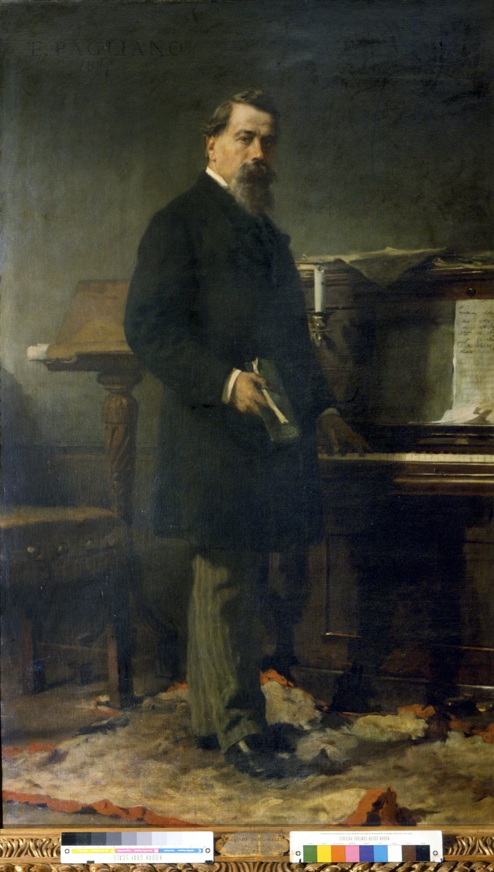 Amilcare Ponchielli (1834 - 1886). Italiaanse componist. Schilderij door Eleuterio Pagliano. door Eleuterio Pagliano