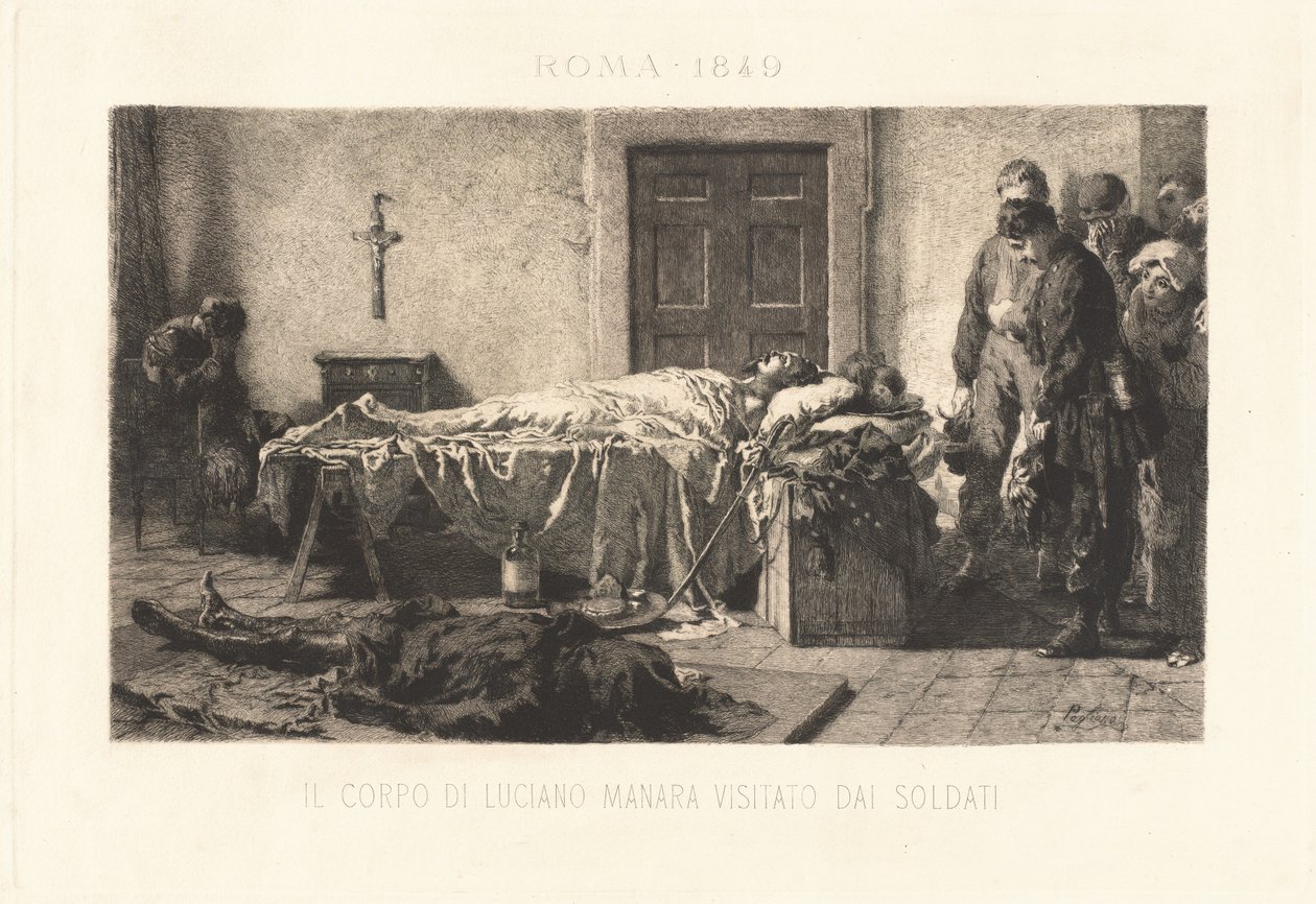 Het Lichaam van Luciano Manara Bezocht door Soldaten door Eleuterio Pagliano