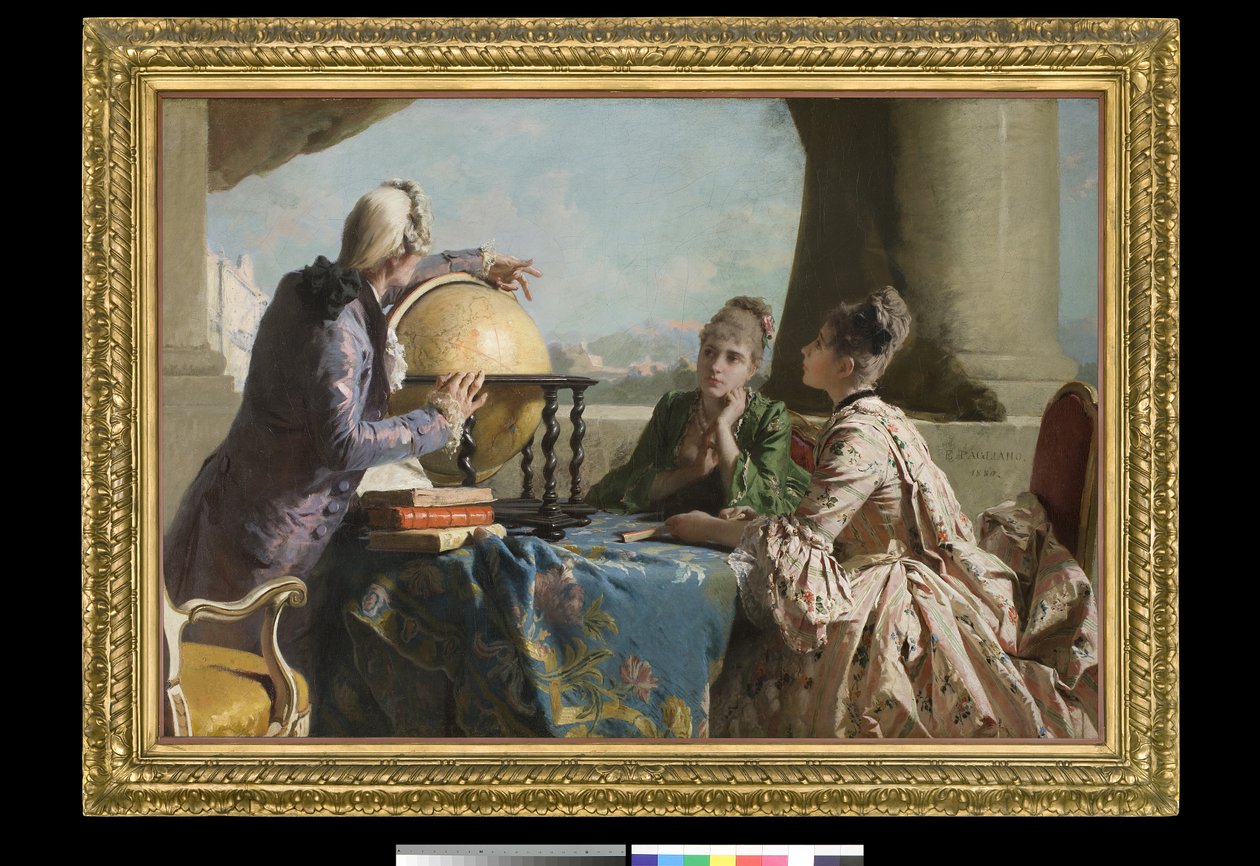 De aardrijkskundeles, 1880 door Eleuterio Pagliano
