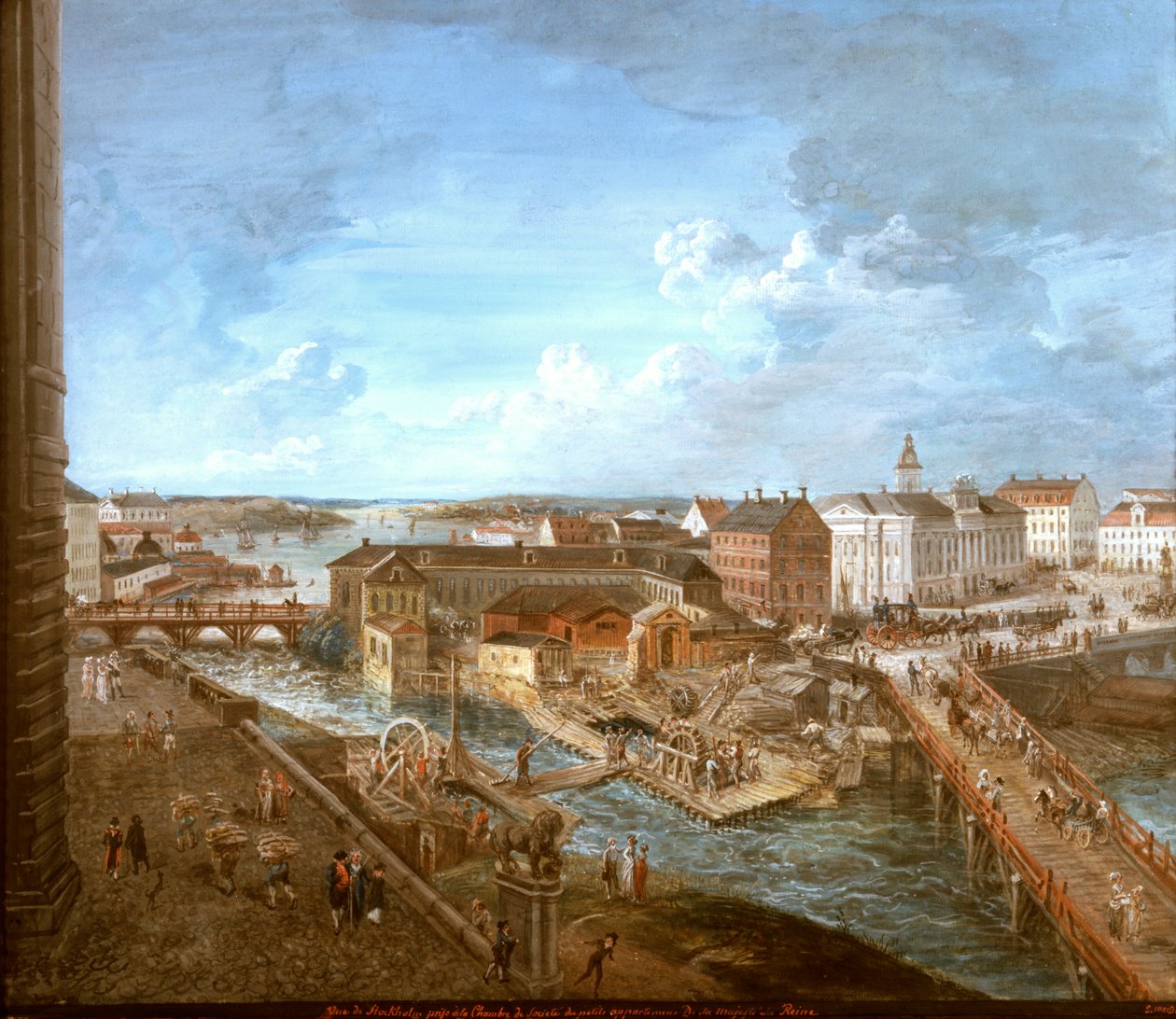 Uitzicht op Stockholm vanaf het Koninklijk Paleis door Elias Martin