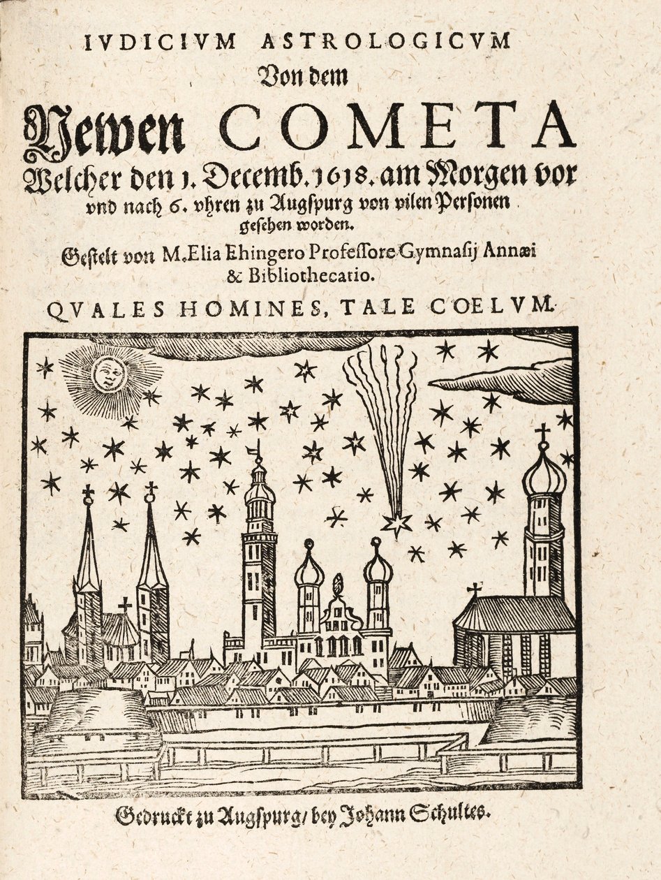 Een nieuwe komeet gezien vanuit Augsburg, Duitsland op 1 december 1618, uitgegeven in 1618 door Elias Ehinger 1573 1653.