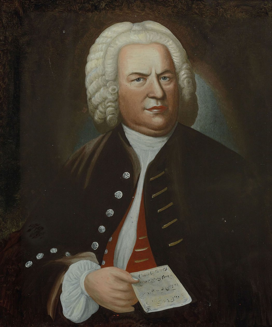 Portret van Johann Sebastian Bach, midden 18e eeuw door Elias Gottlob Haussmann