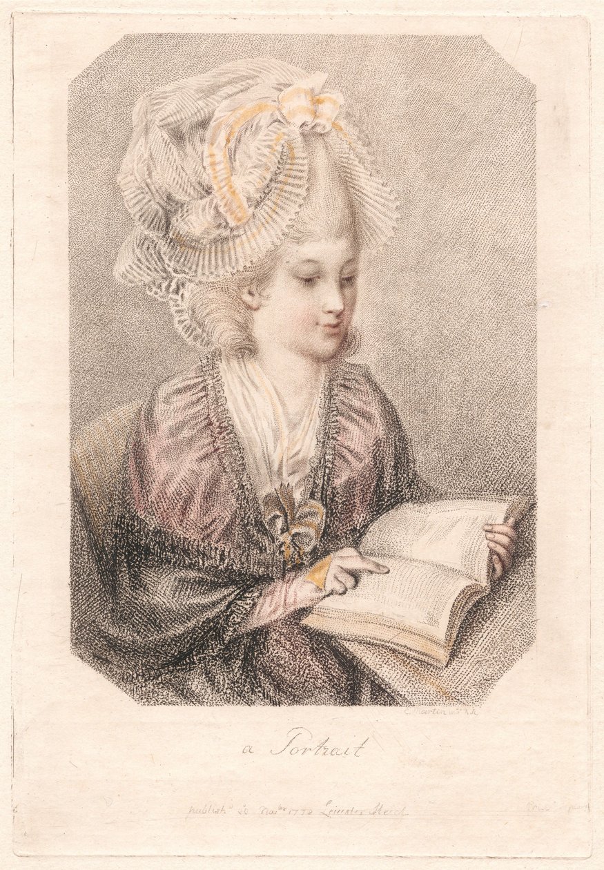 Een portret (Jonge vrouw die een boek leest) door Elias Martin
