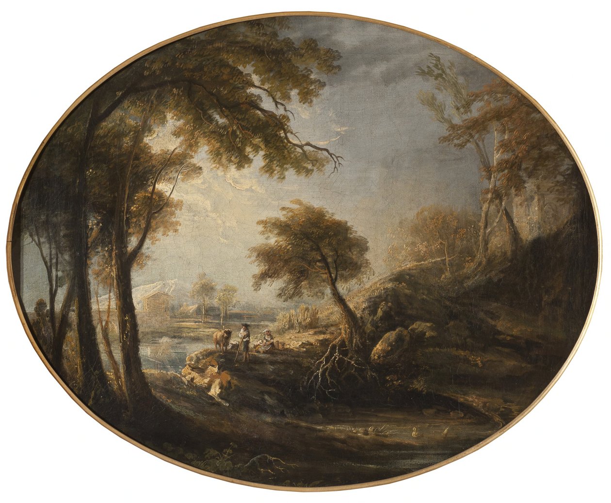 Landschap met boeren en vee door Elias Martin