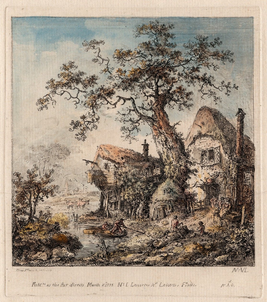 Landelijk tafereel met een huisje door Elias Martin