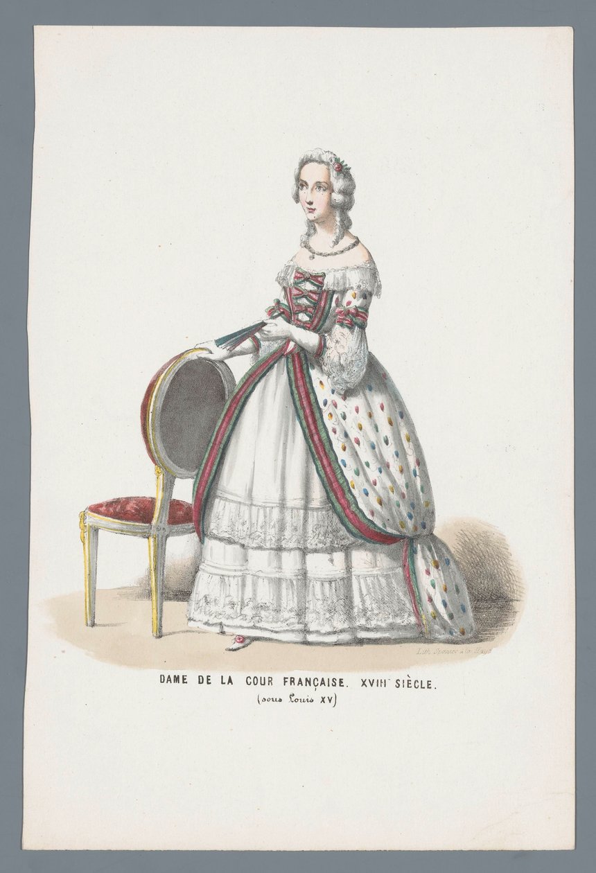 Dame de la Cour Française. XVIII Siècle (sous Louis XV) door Elias Spanier