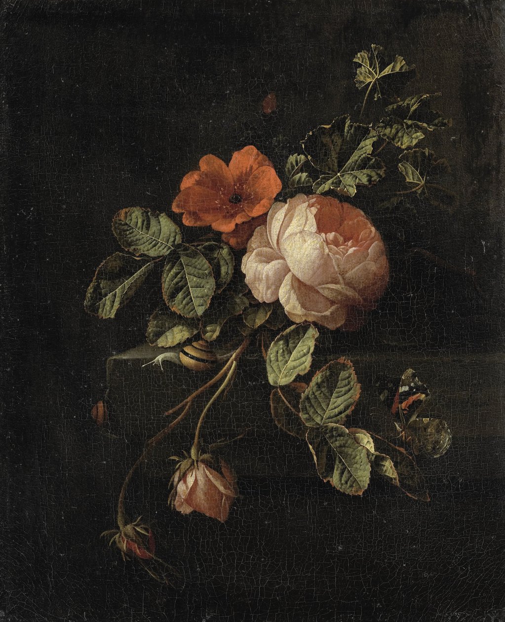 Stilleven met rozen door Elias van den Broeck