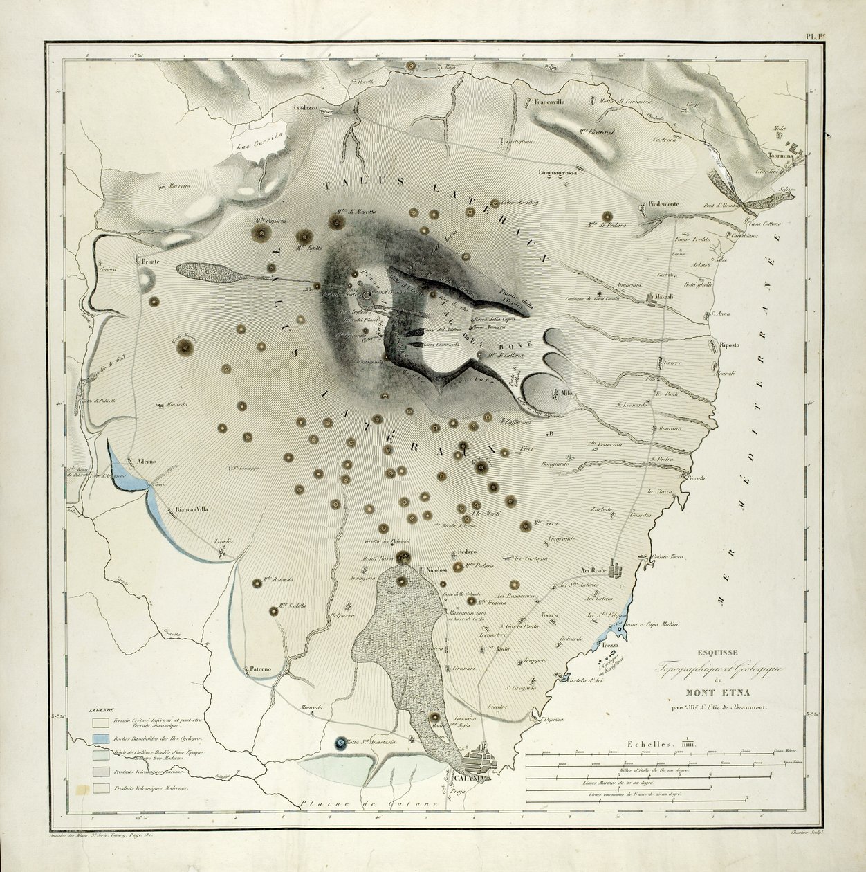 Topografische en geologische studie van de Etna door Elie de Beaumont