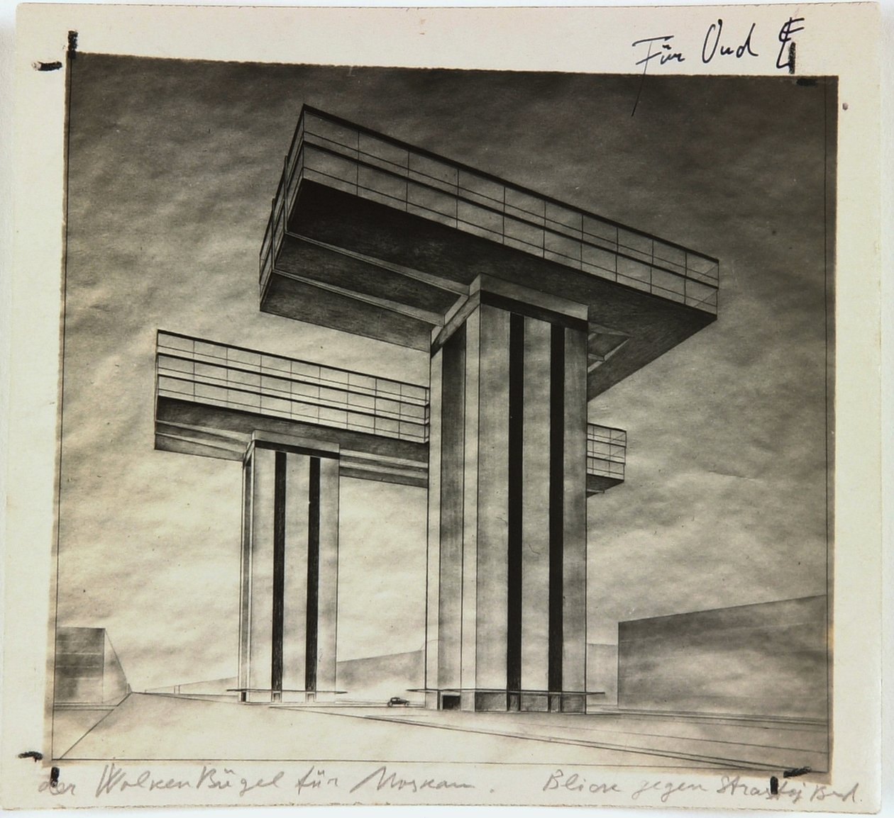 Wolkenkrabber Wolkenbügel op Strastnoy Boulevard in Moskou, 1925 door Eliezer Markowich Lissitzky