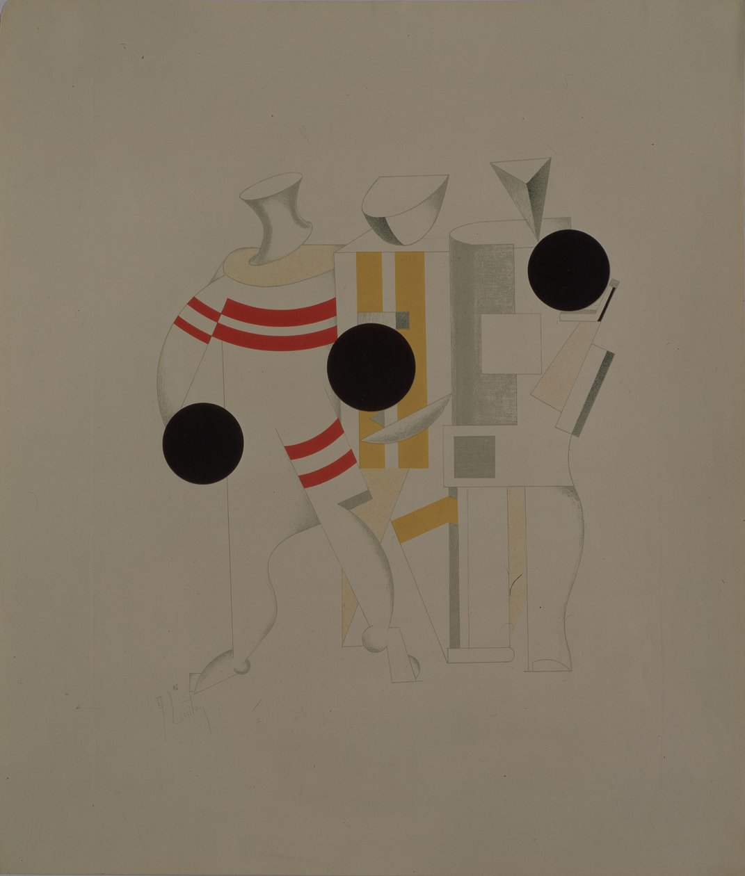 Sportmannen. Beeldje voor de opera Overwinning op de zon door A. Kruchenykh, 1920-1921 door Eliezer Markowich Lissitzky