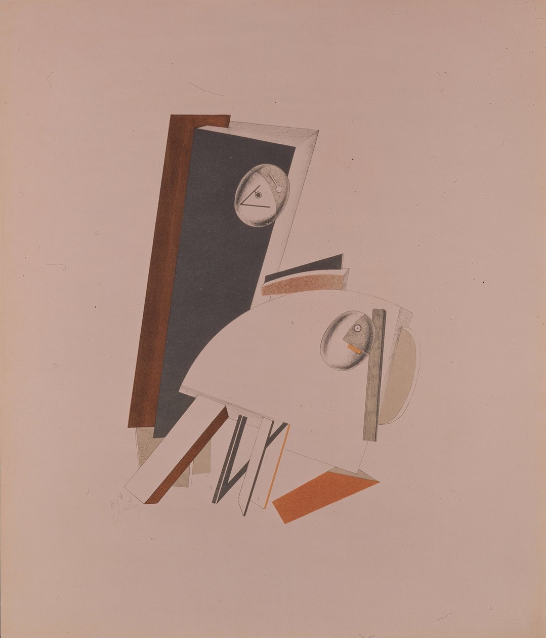 De lafaards. Beeldje voor de opera Overwinning op de zon door A. Kruchenych, 1920-1921 door Eliezer Markowich Lissitzky
