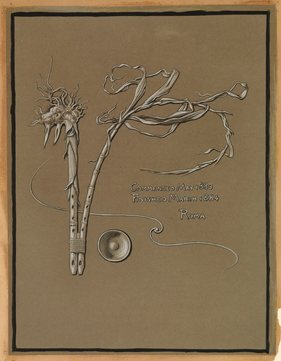 (Illustratie voor Rubáiyát van Omar Khayyám) Handtekening van de kunstenaar door Elihu Vedder