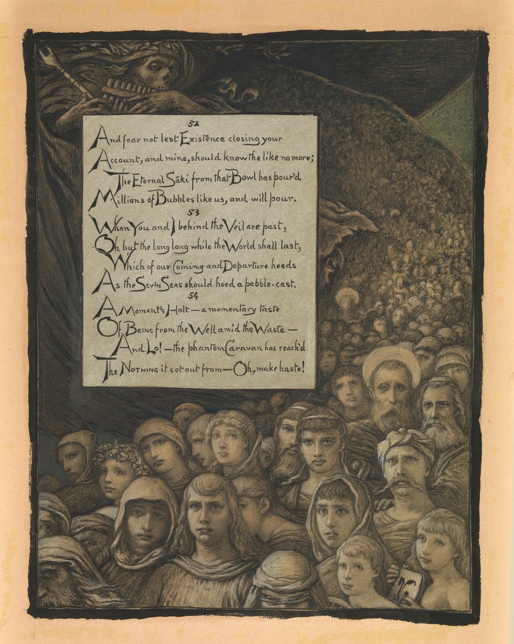(Illustratie voor Rubáiyát van Omar Khayyám) De dood beoordeeld door Elihu Vedder