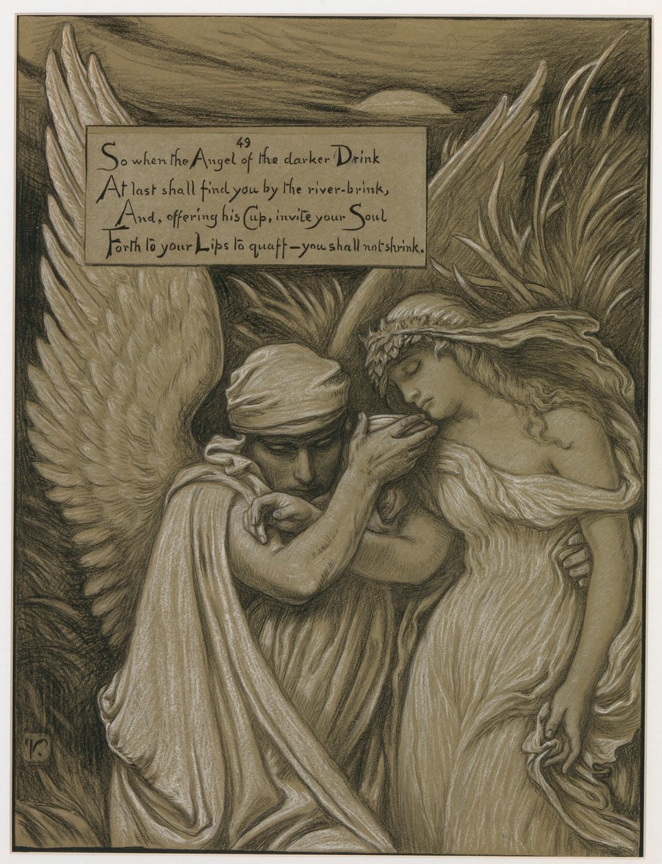 (Illustratie voor Rubáiyát van Omar Khayyám) De Beker des Doods door Elihu Vedder