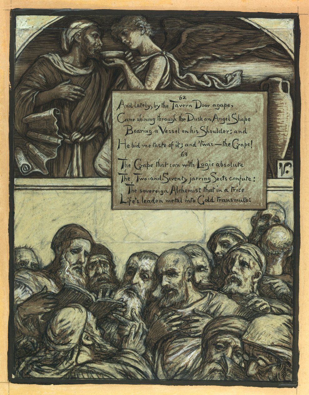 (Illustratie voor Rubáiyát van Omar Khayyám) De botsende sekten door Elihu Vedder
