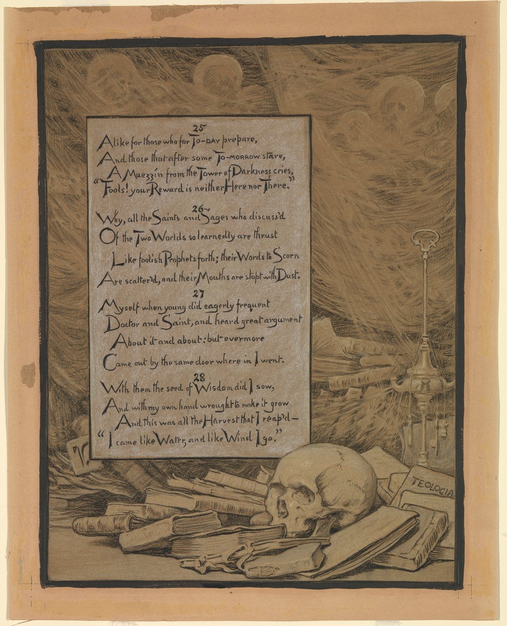 (Illustratie voor Rubáiyát van Omar Khayyám) Theologie door Elihu Vedder