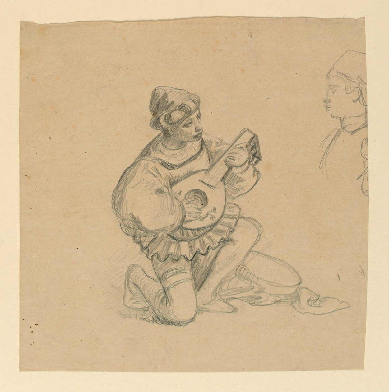 Jongen die een luit speelt door Elihu Vedder