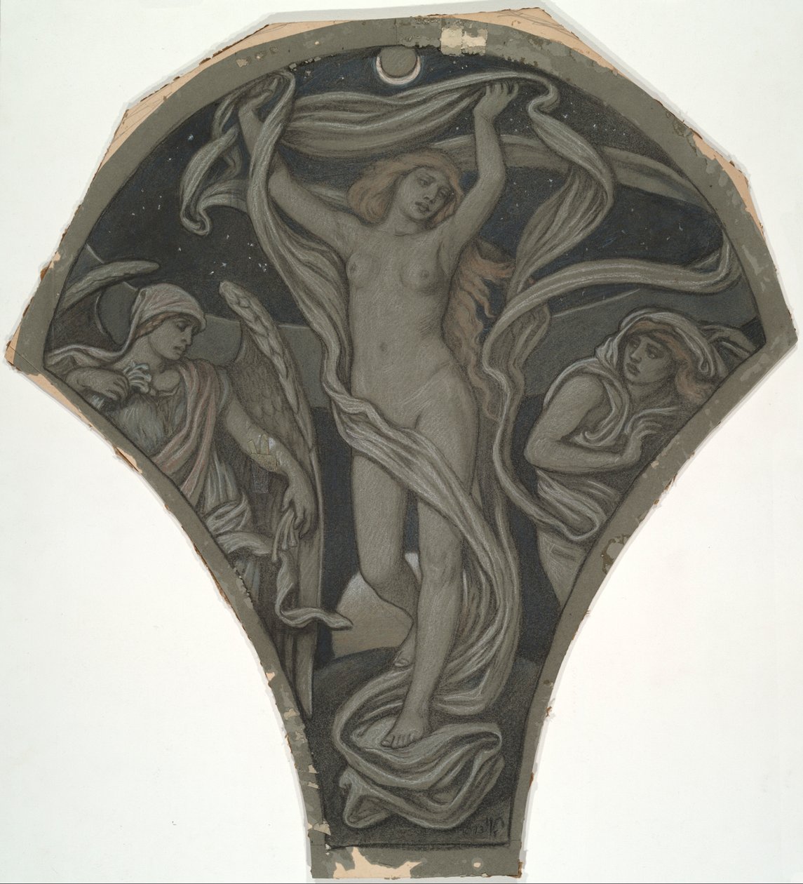 Cartoon voor Luna, uit de zestig studies voor het plafond van Huntington (1926.80) door Elihu Vedder