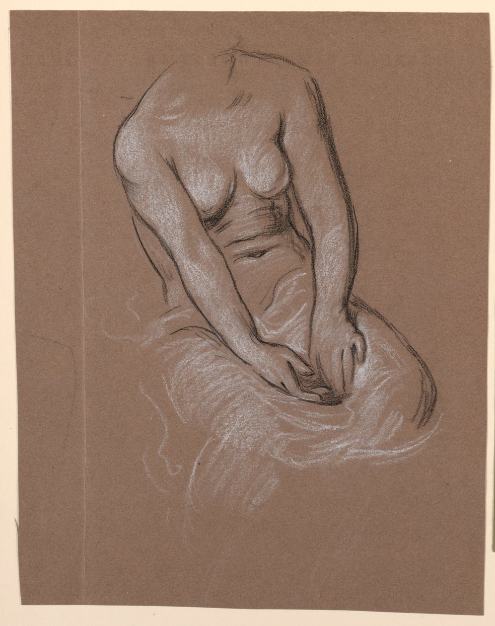 Tekening, Studie vrouwelijke torso, ca. 1885 door Elihu Vedder