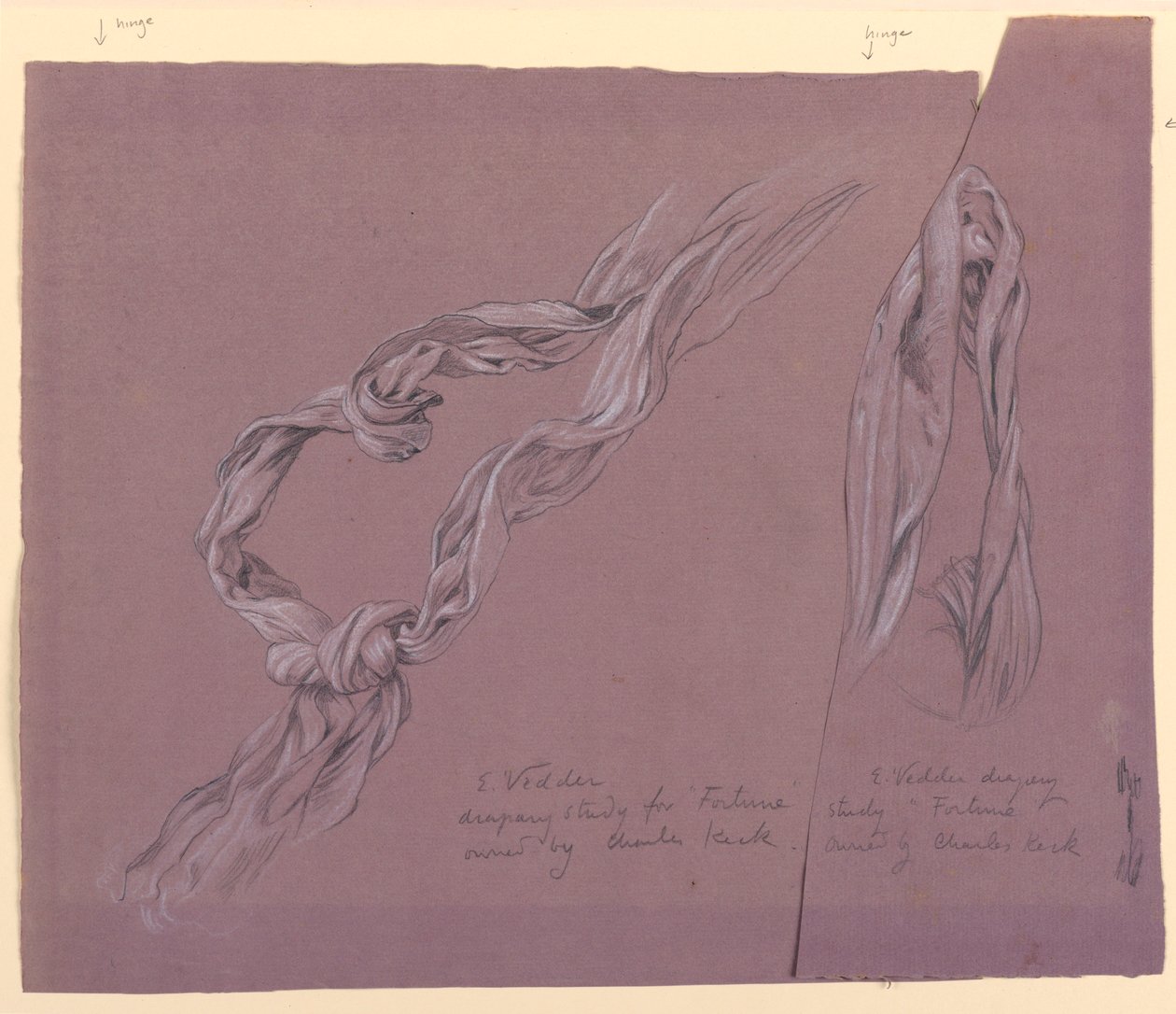Tekening, Studies van de Draperie van "Fortune", ca. 1887 door Elihu Vedder