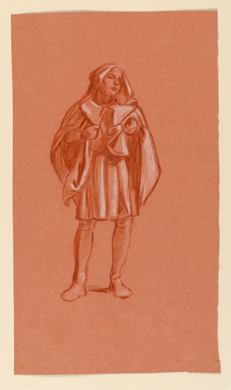 Tekening, Studie van een figuur in een kostuum met capuchon, ca. 1885 door Elihu Vedder