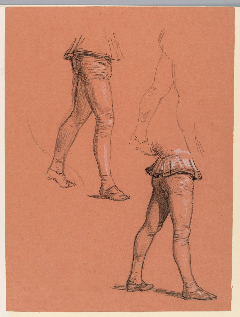Tekening, details van gekostumeerde figuren, ca. 1885 door Elihu Vedder