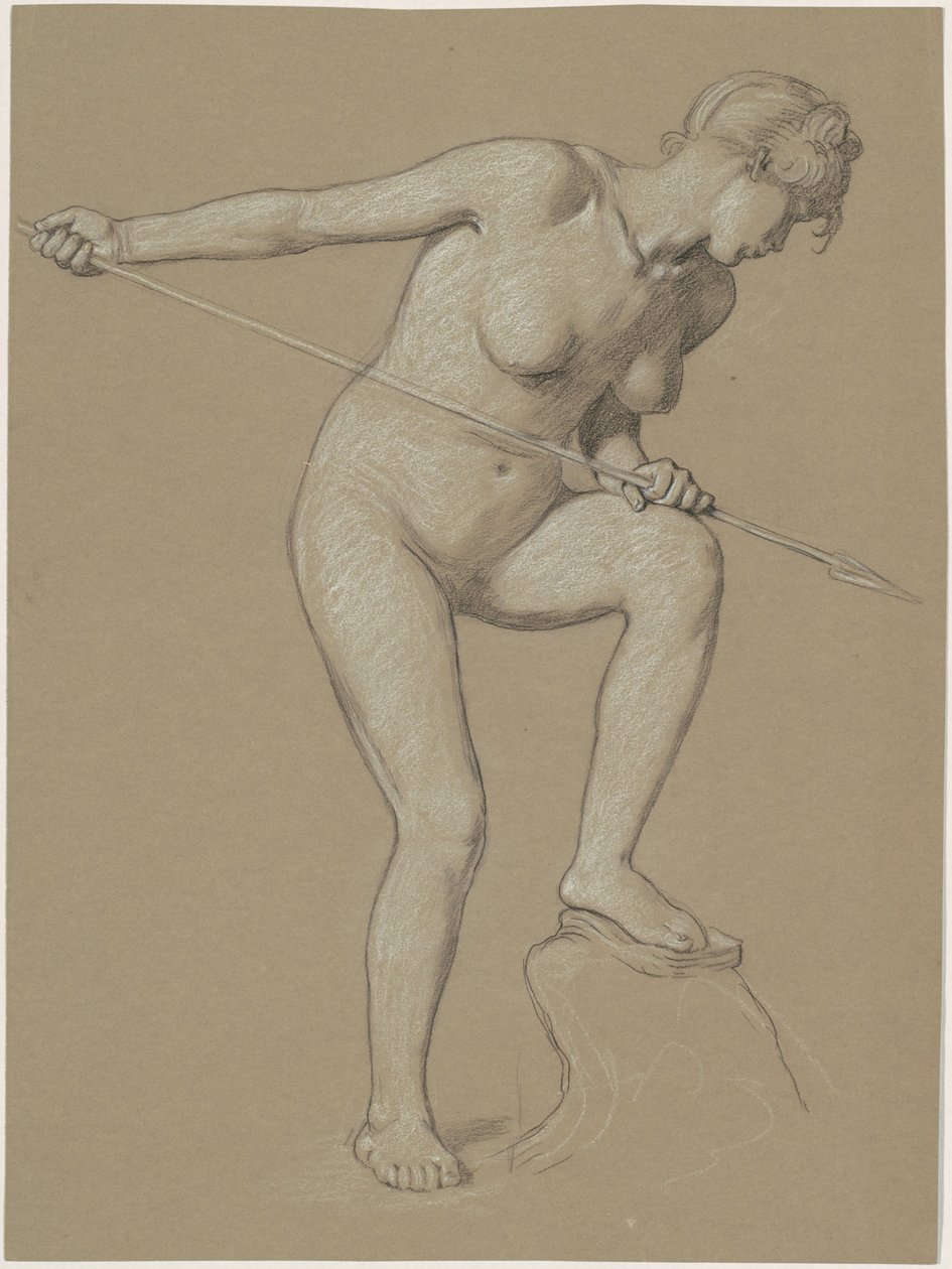 Meisje dat een Dolfijn Spietst door Elihu Vedder