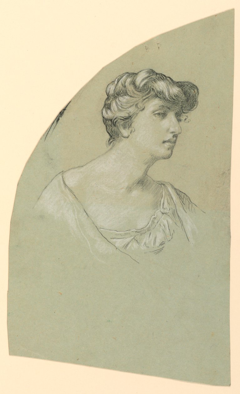 Portretschets van een jonge vrouw door Elihu Vedder