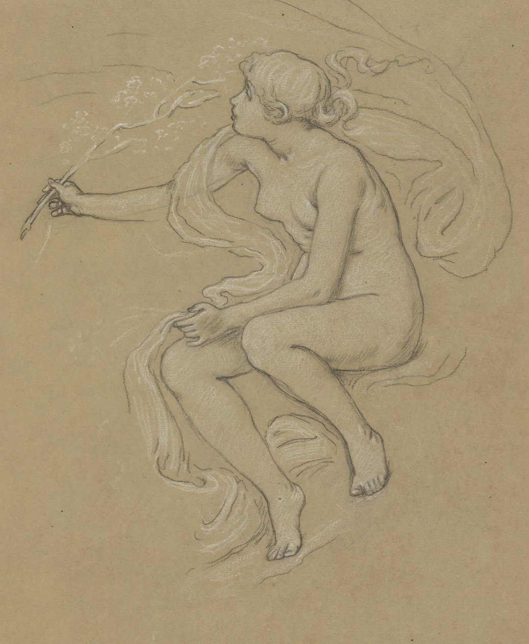 Studie voor de figuur van de Lente door Elihu Vedder