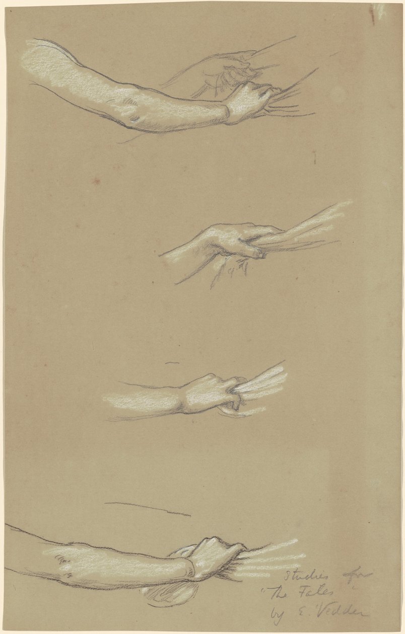 Studie voor "De Schikgodinnen die de Sterren Verzamelen" door Elihu Vedder