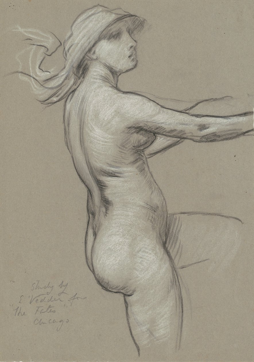 Studie voor De Schikgodinnen die de sterren verzamelen, 1884-1887 door Elihu Vedder