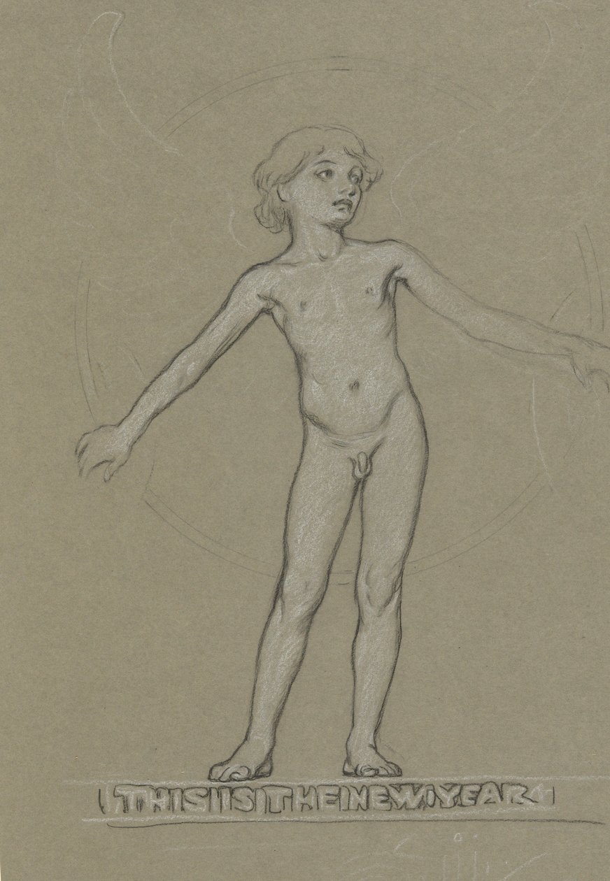 Studie voor Gevleugelde Jeugd (Het Nieuwe Jaar) door Elihu Vedder