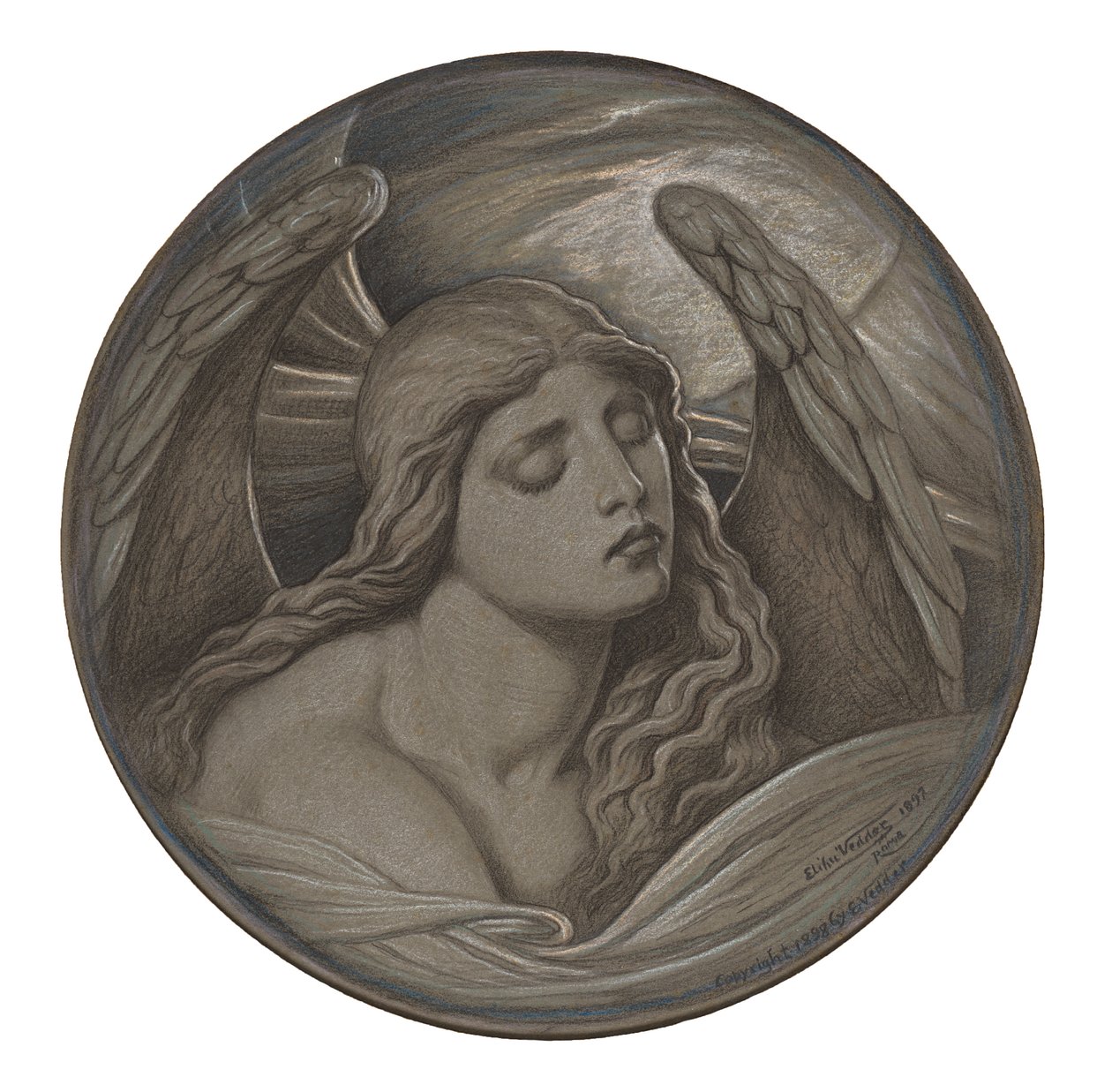 Studie van "Ziel in gevangenschap" door Elihu Vedder