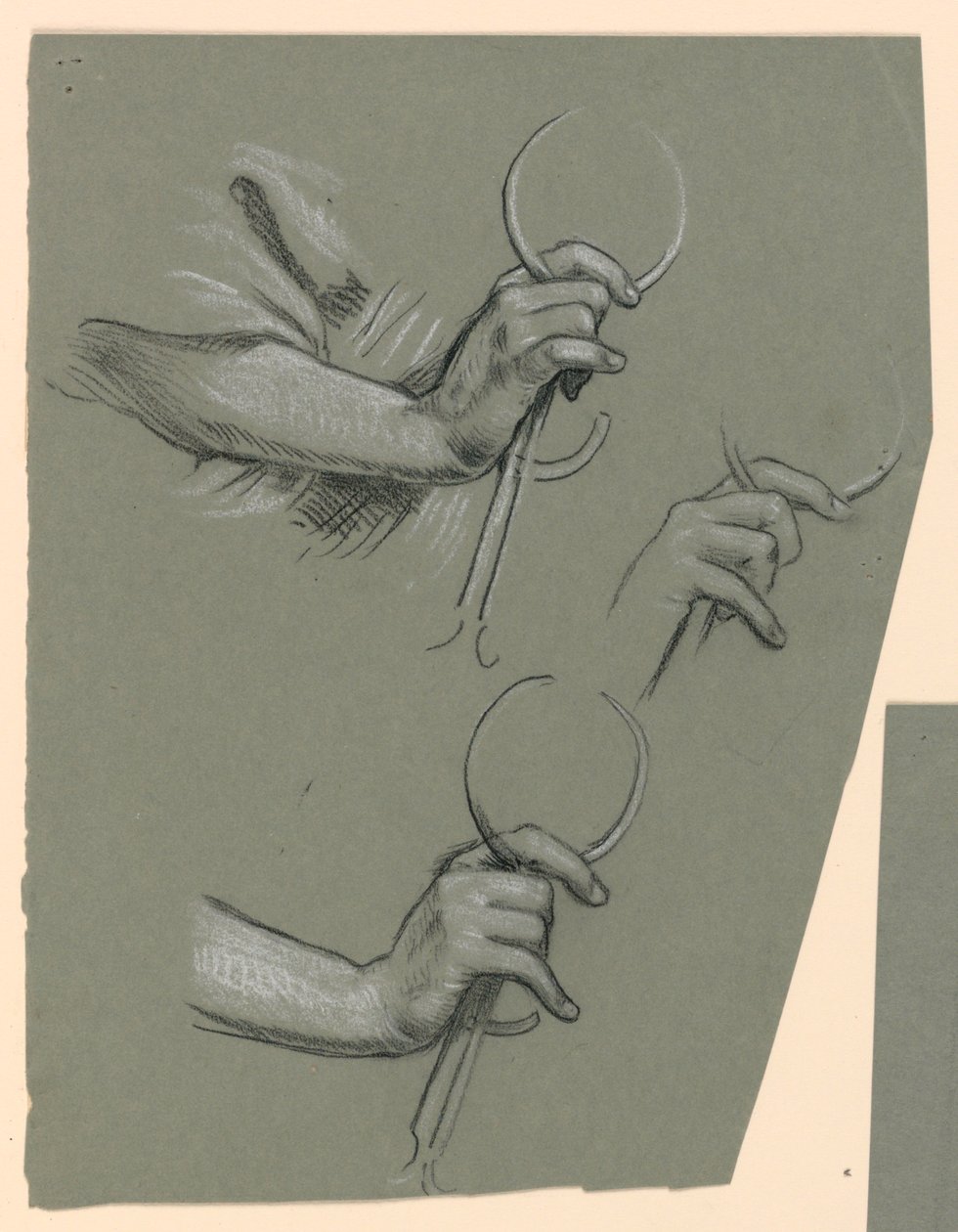 Studies van handen die schuifmaten vasthouden door Elihu Vedder