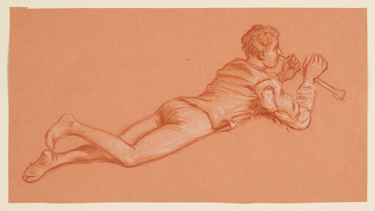 studie van een mannelijke gekostumeerde figuur door Elihu Vedder