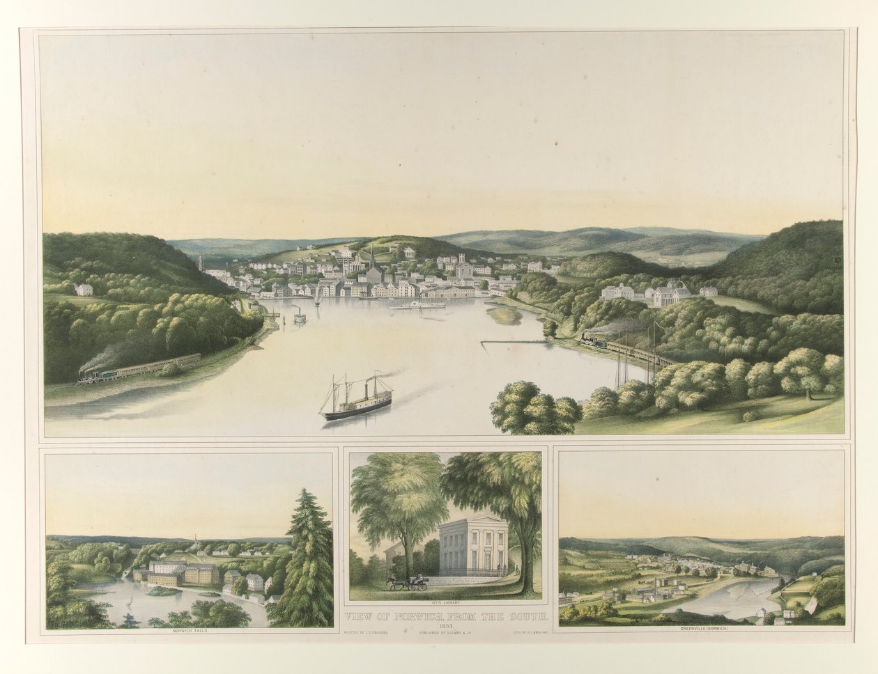 Uitzicht op Norwich, Vanuit het Zuiden. 1853 (Conn.) door Elijah C. Kellogg