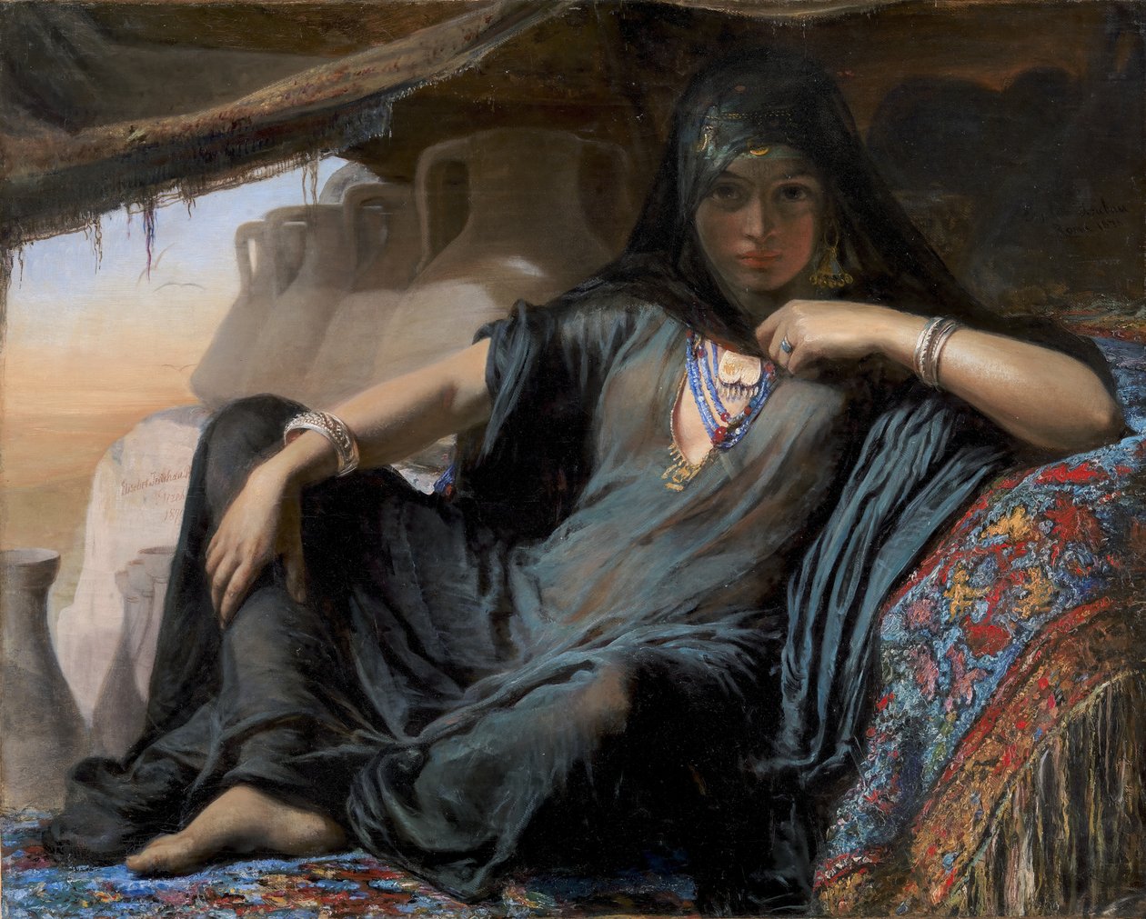 Een Egyptische pottenverkoper in Gizeh door Elisabeth Jerichau Baumann