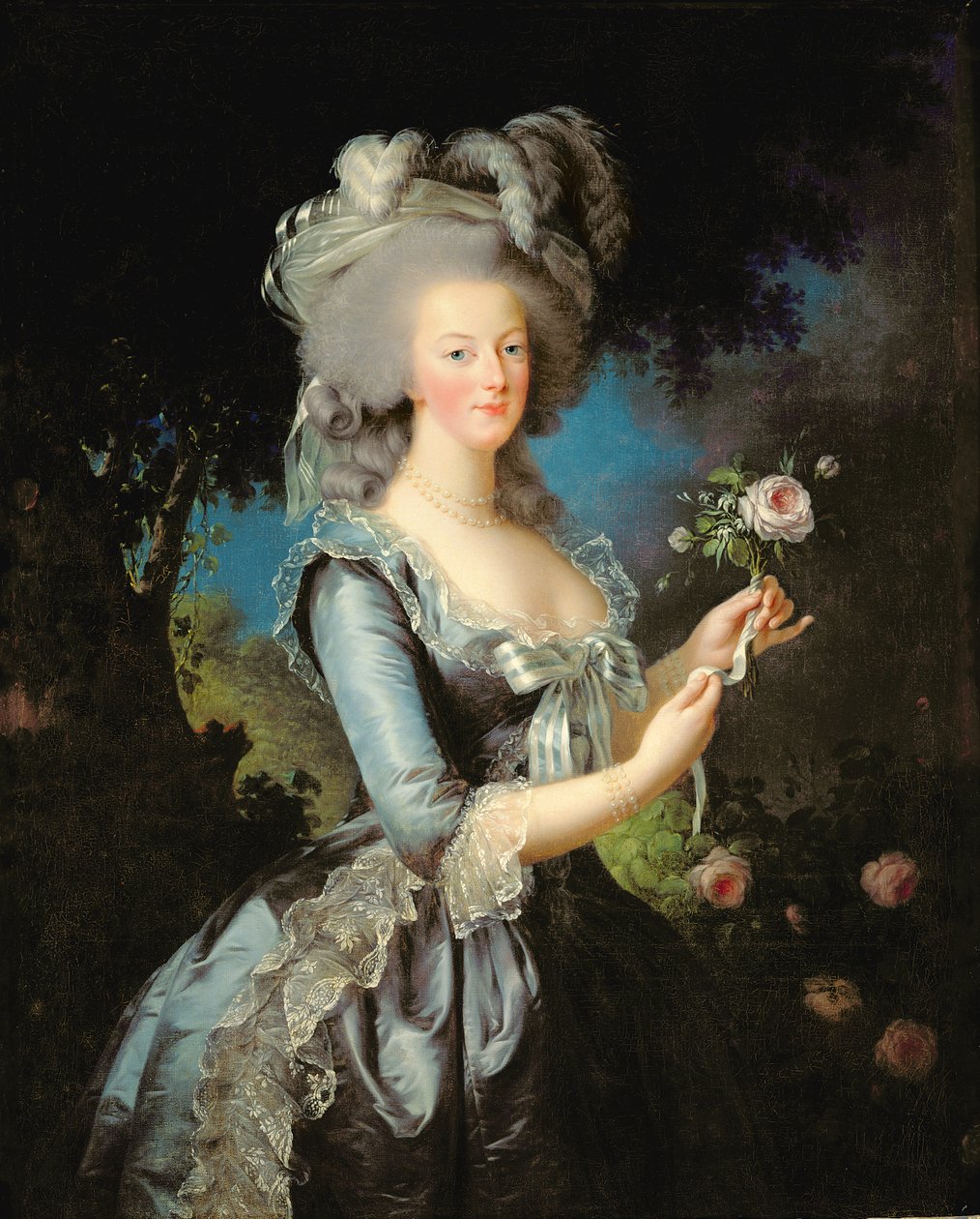 Marie Antoinette met een roos door Elisabeth Louise Vigee Lebrun