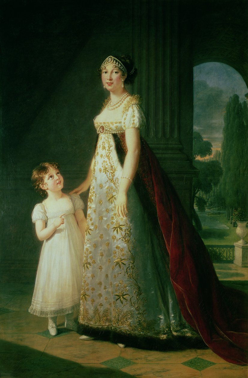Maria Carolina Bonaparte (1782-1839) Koningin van Napels met haar dochter Laetitia Murat door Elisabeth Louise Vigee Lebrun