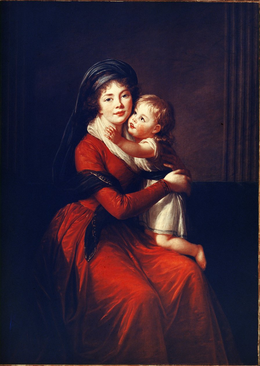 Portret van prinses Alexandra Petrovna Galitzine met haar zoon door Elisabeth Louise Vigee Lebrun