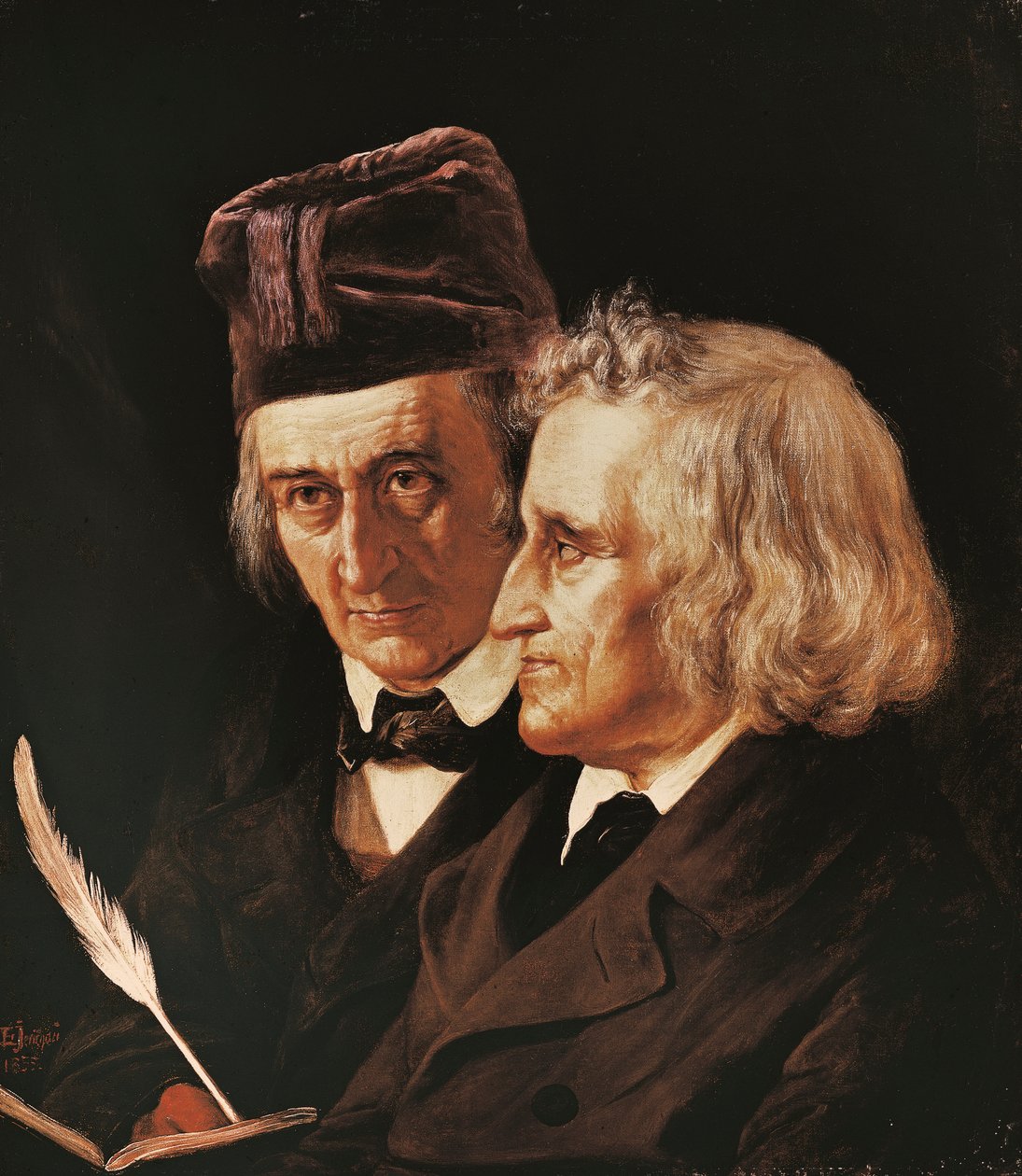 Portret van de gebroeders Jacob en Wilhelm Grimm door Elisabeth Maria Anna Jerichau Baumann