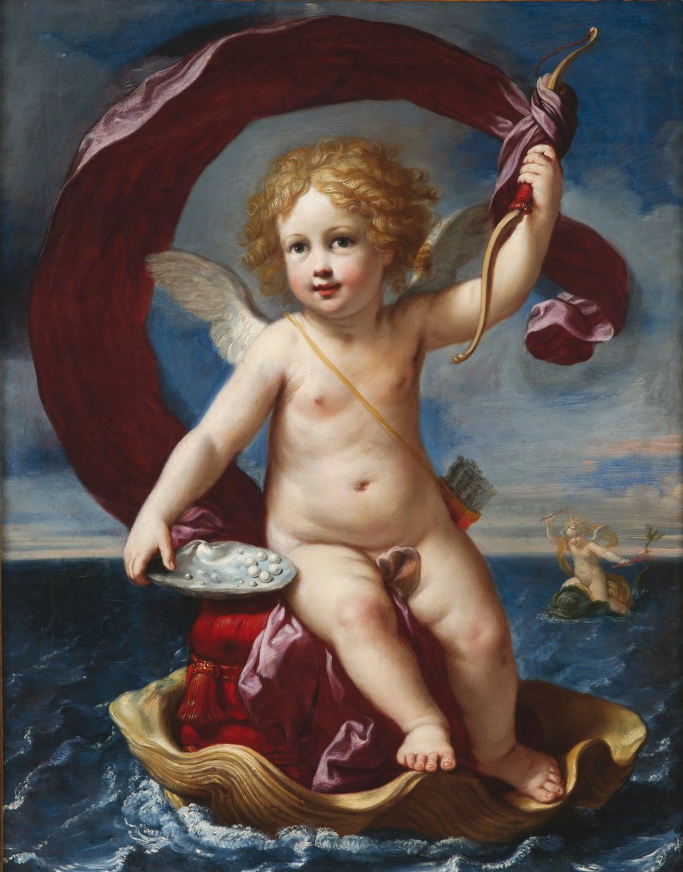 Cupido triomfantelijk op zee Amorino Medici, 1661 door Elisabetta Sirani
