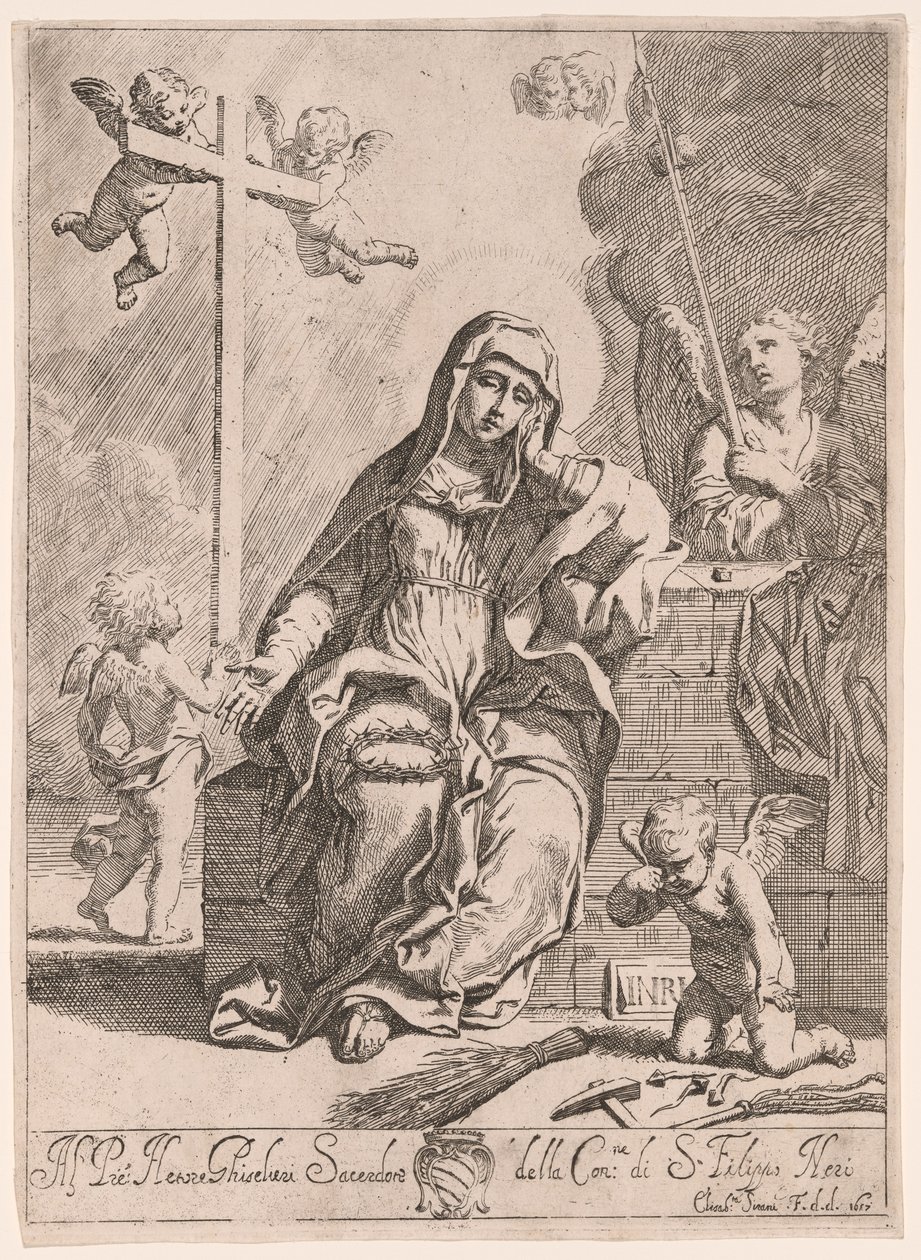 Madonna van Smarten met symbolen van de Passie door Elisabetta Sirani