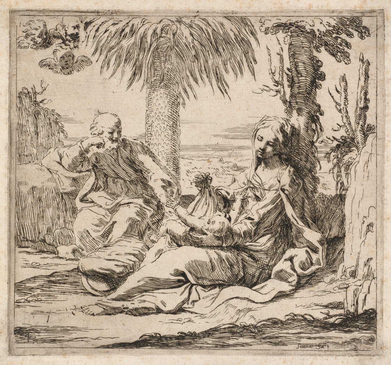 Rust op de vlucht naar Egypte door Elisabetta Sirani