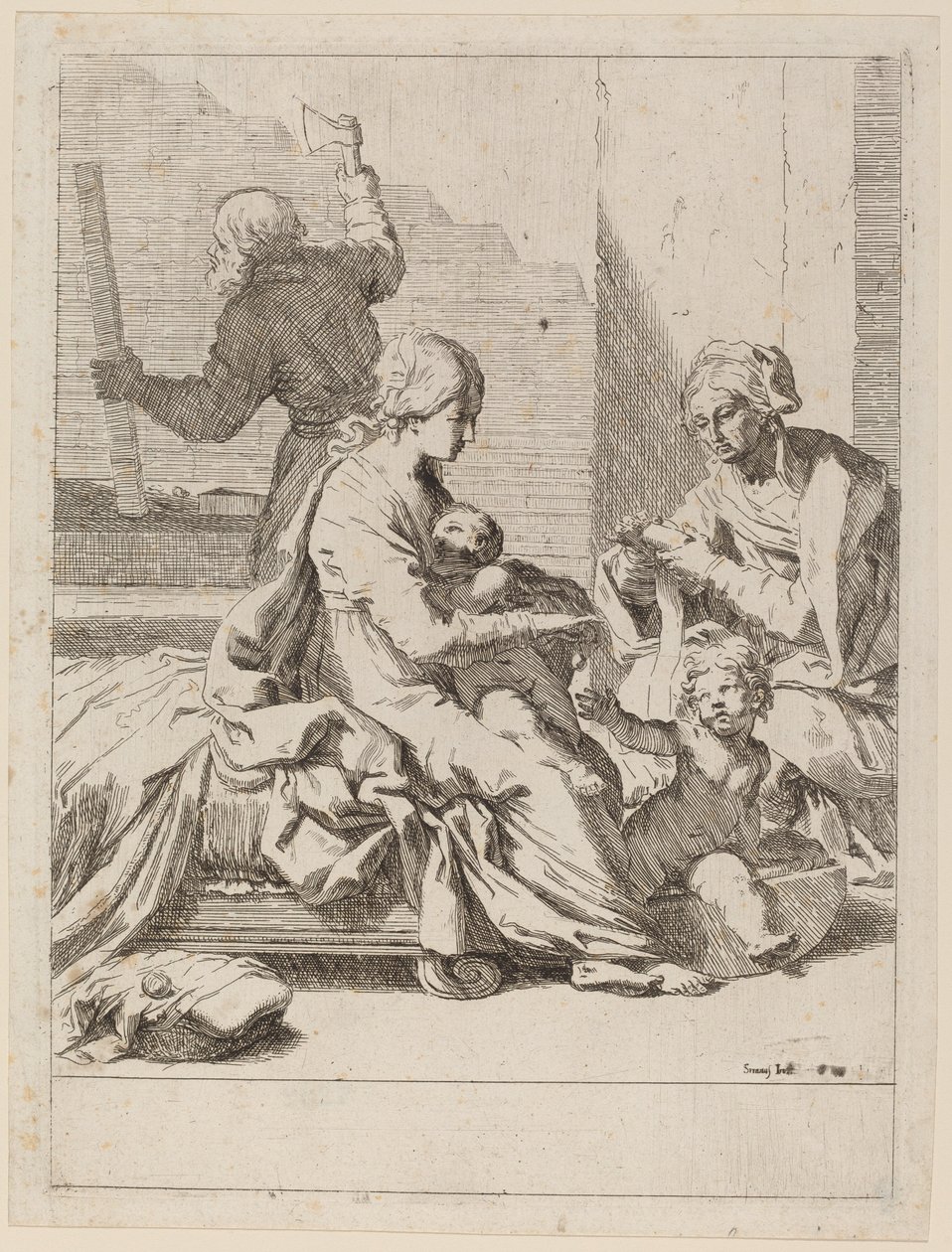 De Heilige Familie met Sint-Elizabeth en Sint-Jan de Doper door Elisabetta Sirani