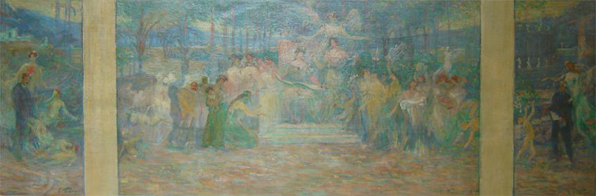 Taken van de stad - Studie voor het drieluik van de Gemeentelijke Kamer van Rio de Janeiro Pedro Ernesto Paleis door Eliseu Visconti