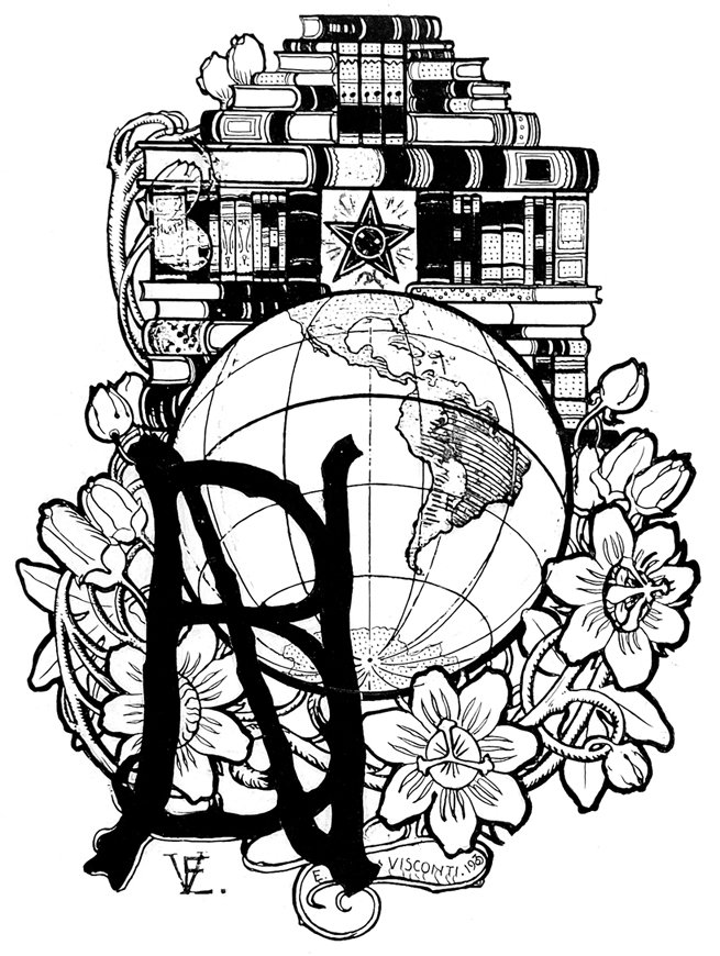 Embleem van de Nationale Bibliotheek van Brazilië door Eliseu Visconti