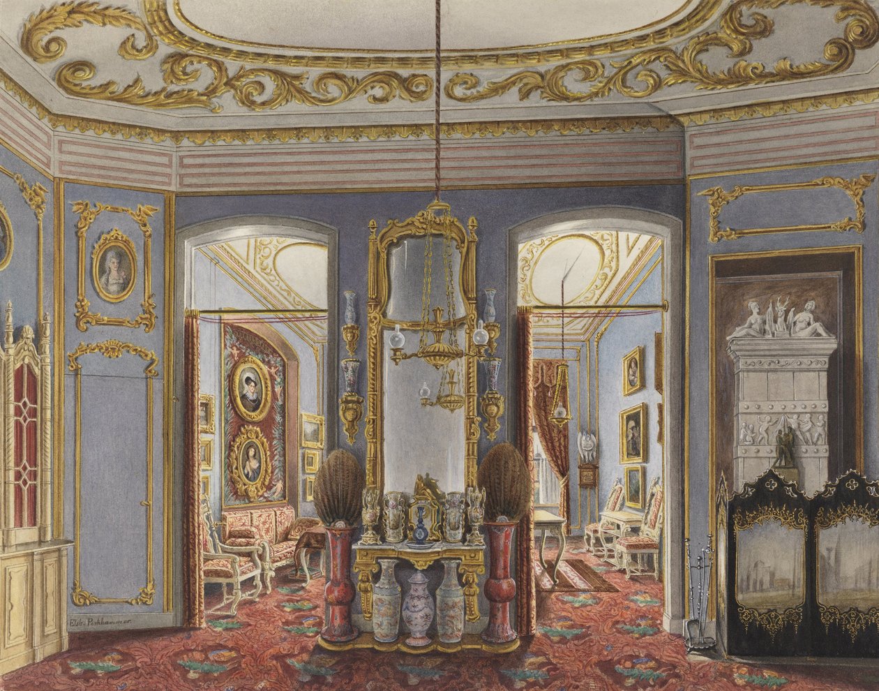 Appartementen van koningin Elizabeth van Pruisen, Charlottenburgpaleis, Berlijn door Elizabeth Pochhammer