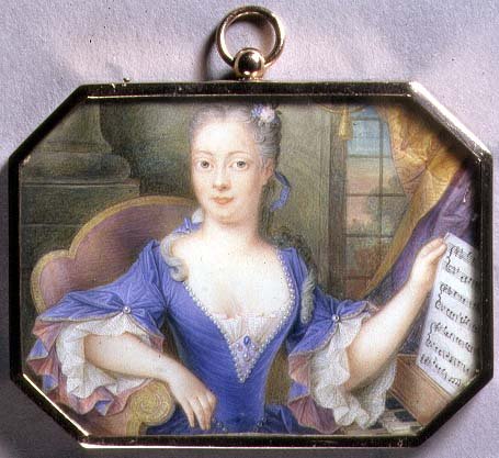 Portretminiatuur van Augusta, prinses van Wales door Elizabeth (attr. to) Ziesenis